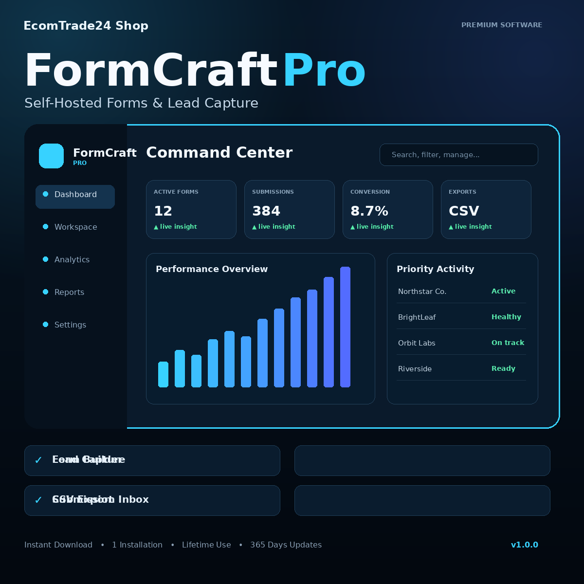 FormCraft Pro – Self-Hosted Forms & Lead Capture premium software cover