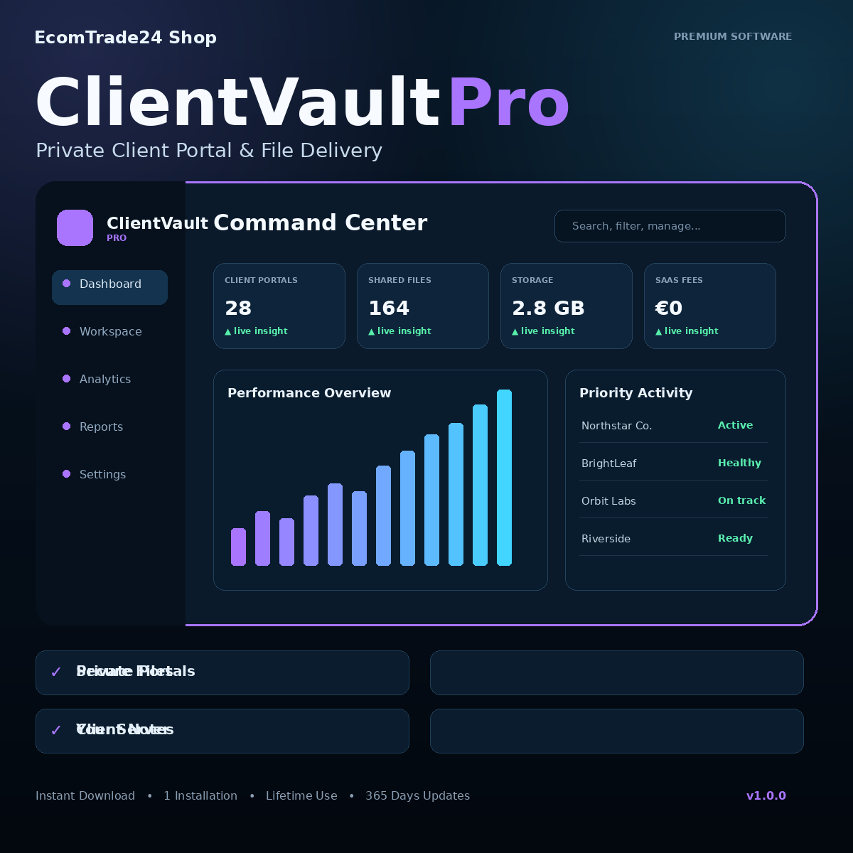 ClientVault Pro – Private Client Portal & Secure File Delivery premium software cover