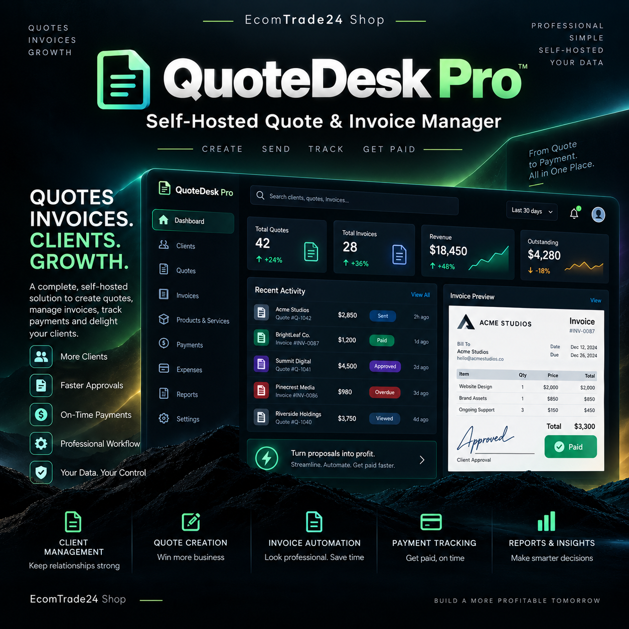 QuoteDesk Pro – Self-Hosted Quotes & Invoice Manager